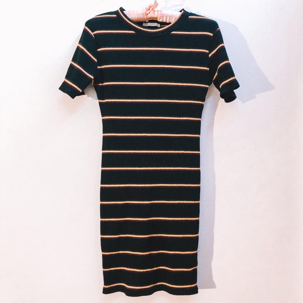 Zara Ribbed Striped Knit Dress Size Small